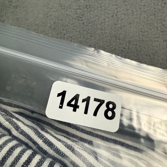 Alex Crane Shirt Mens M Gray White Striped Linen Button Down Short Sleeve Pocket - Picture 7 of 7